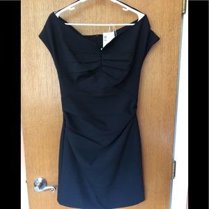 Helmet Lang black off the shoulder dress.